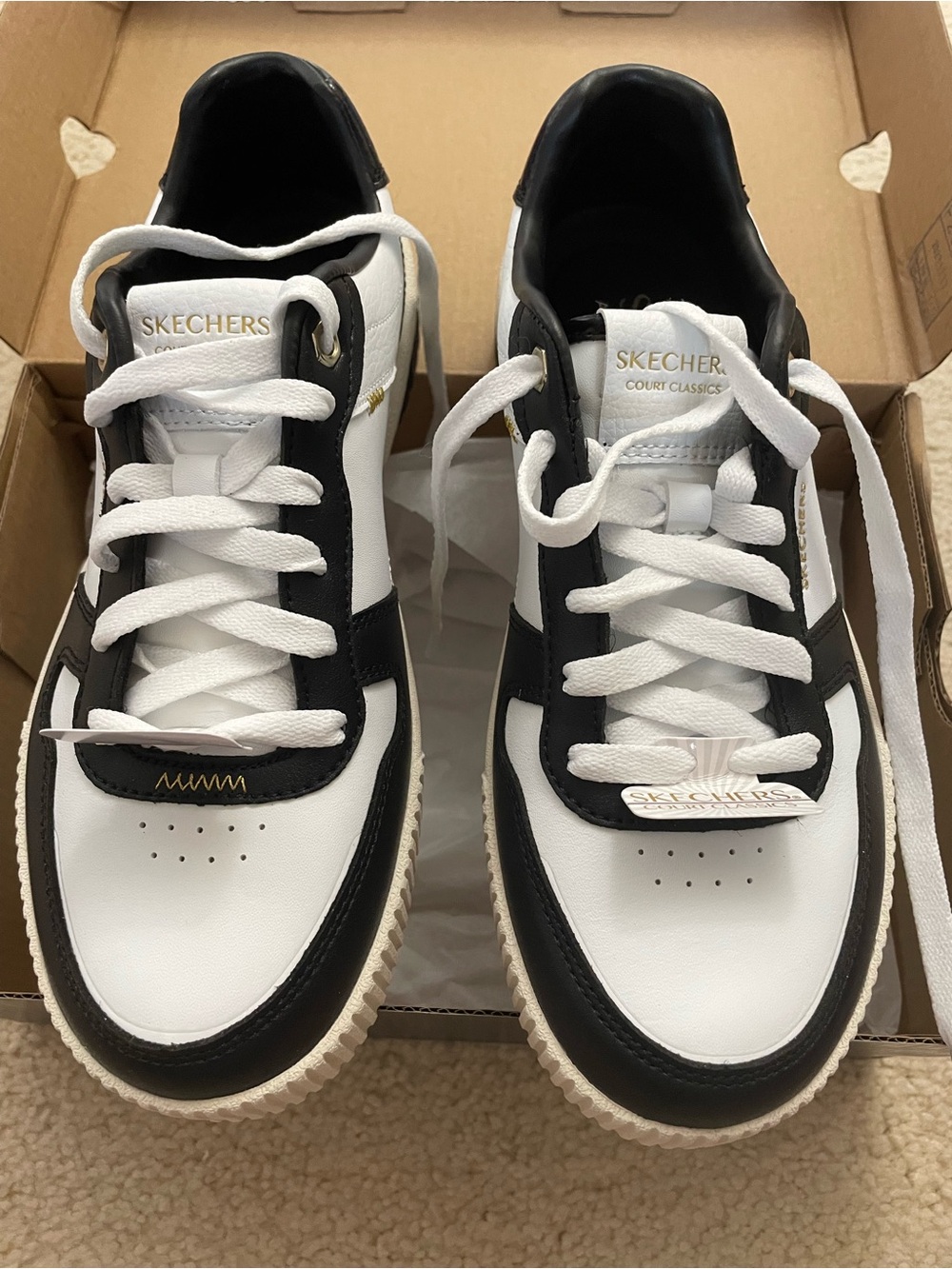 Skechers Box with Gold Logo and Maroon Accent